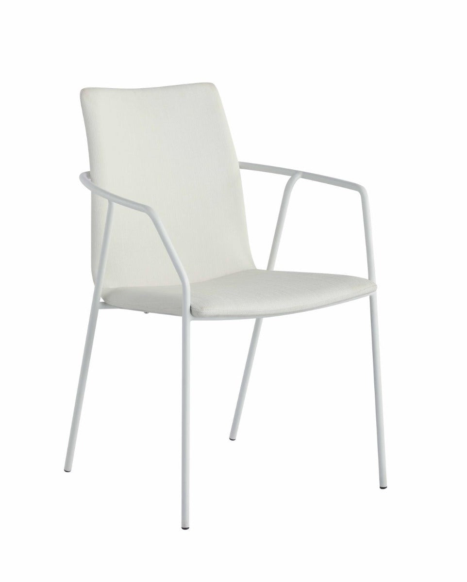 Chintaly Alicia Contemporary White Upholstered Arm Chair