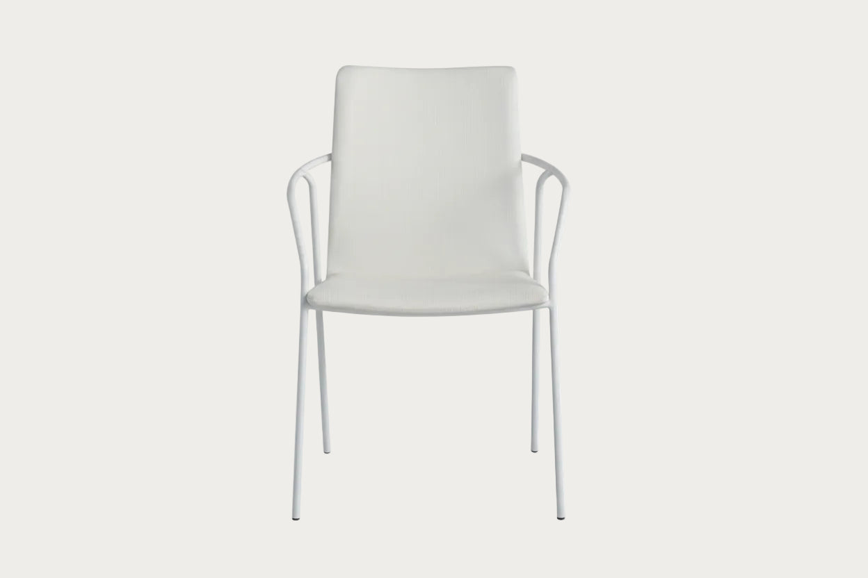 Alicia Contemporary White Upholstered Arm Chair, Set of 4