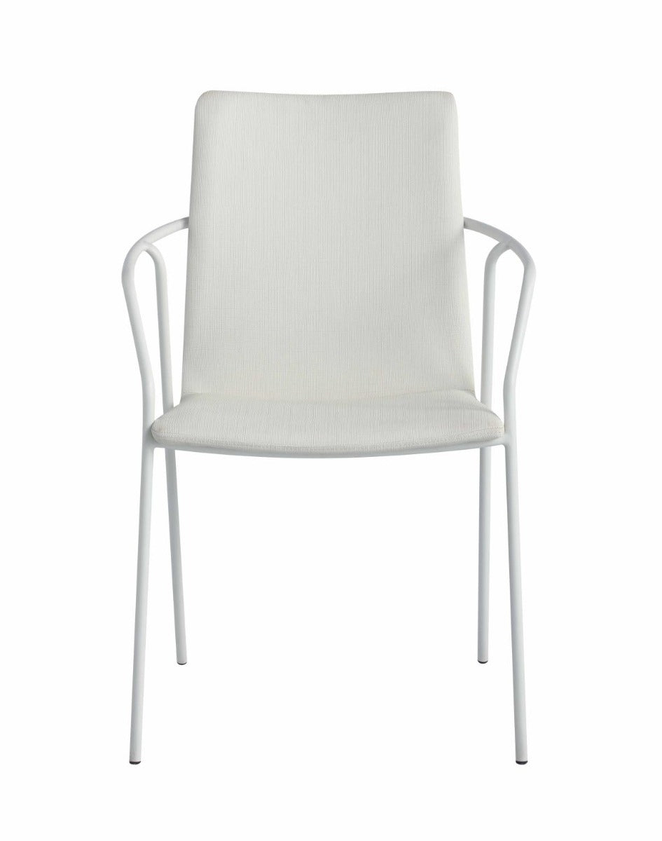Chintaly Alicia Contemporary White Upholstered Arm Chair