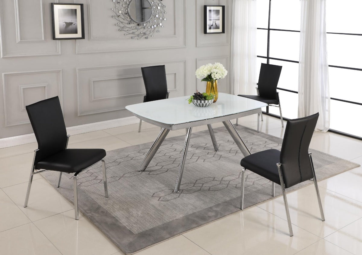 Chintaly Molly Motion Back Side Chair, Black  Leather with Chrome Legs