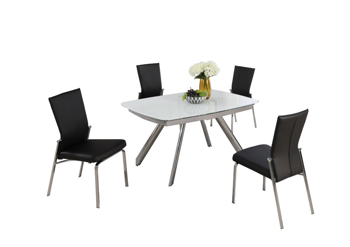 Chintaly Alina 5-Piece Contemporary Dining Set with Extendable Starphire Glass Table