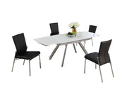 Chintaly Alina 5-Piece Contemporary Dining Set with Extendable Starphire Glass Table