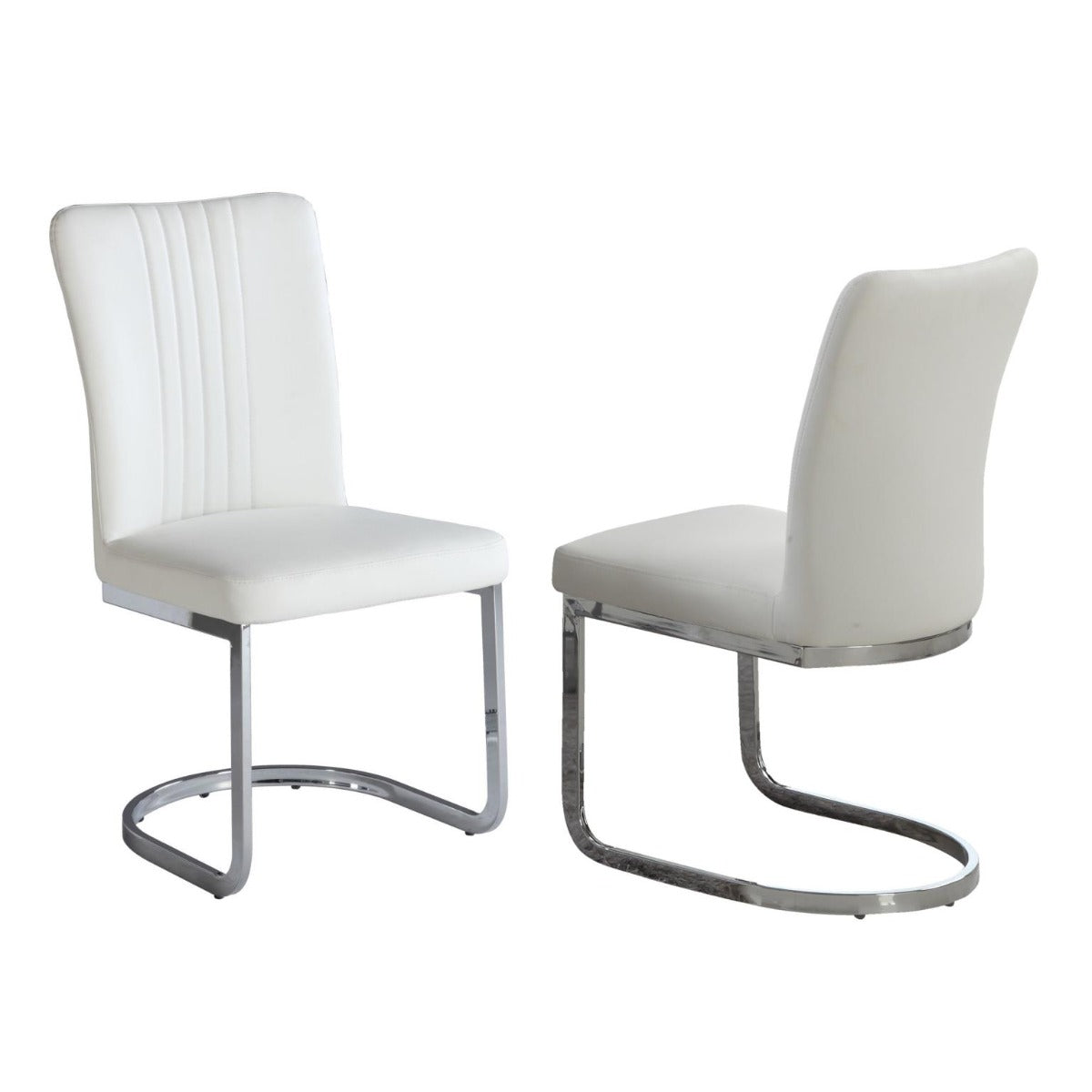 Chintaly Alina Channel Back Cantilever Side Chair, White
