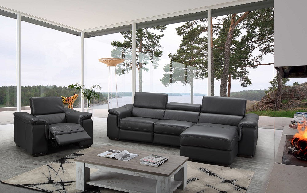 J & M Allegra Leather Sectional Recliner