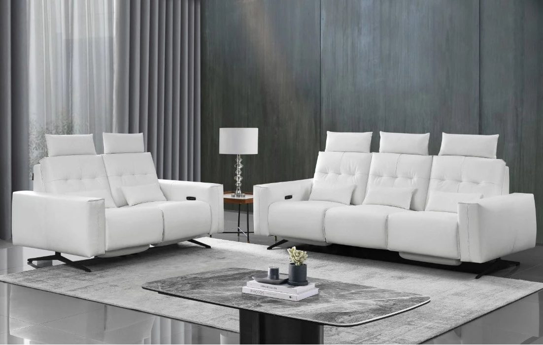 Amalfi Leather Sofa Set | Sofa and Loveseat with Cupholder