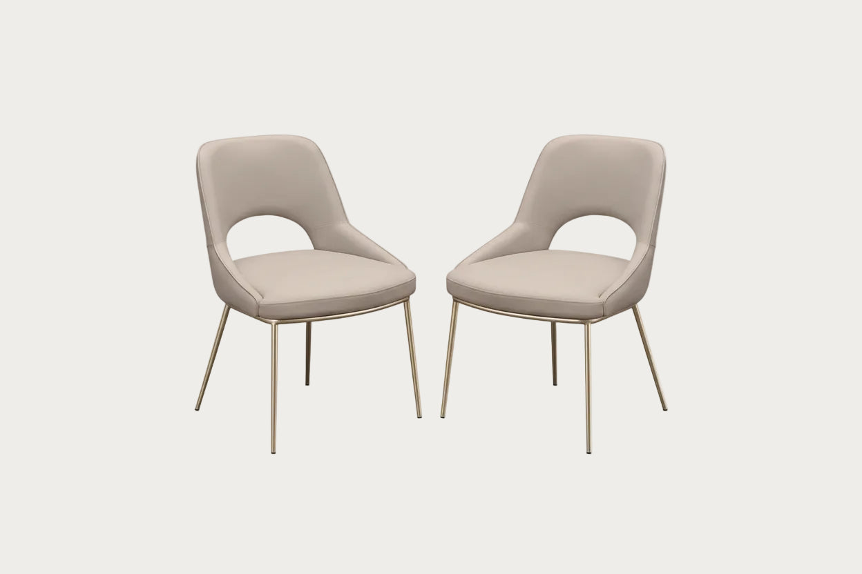 Chintaly Amelia Beige Fabric Upholstered Side Chair, Set of 2