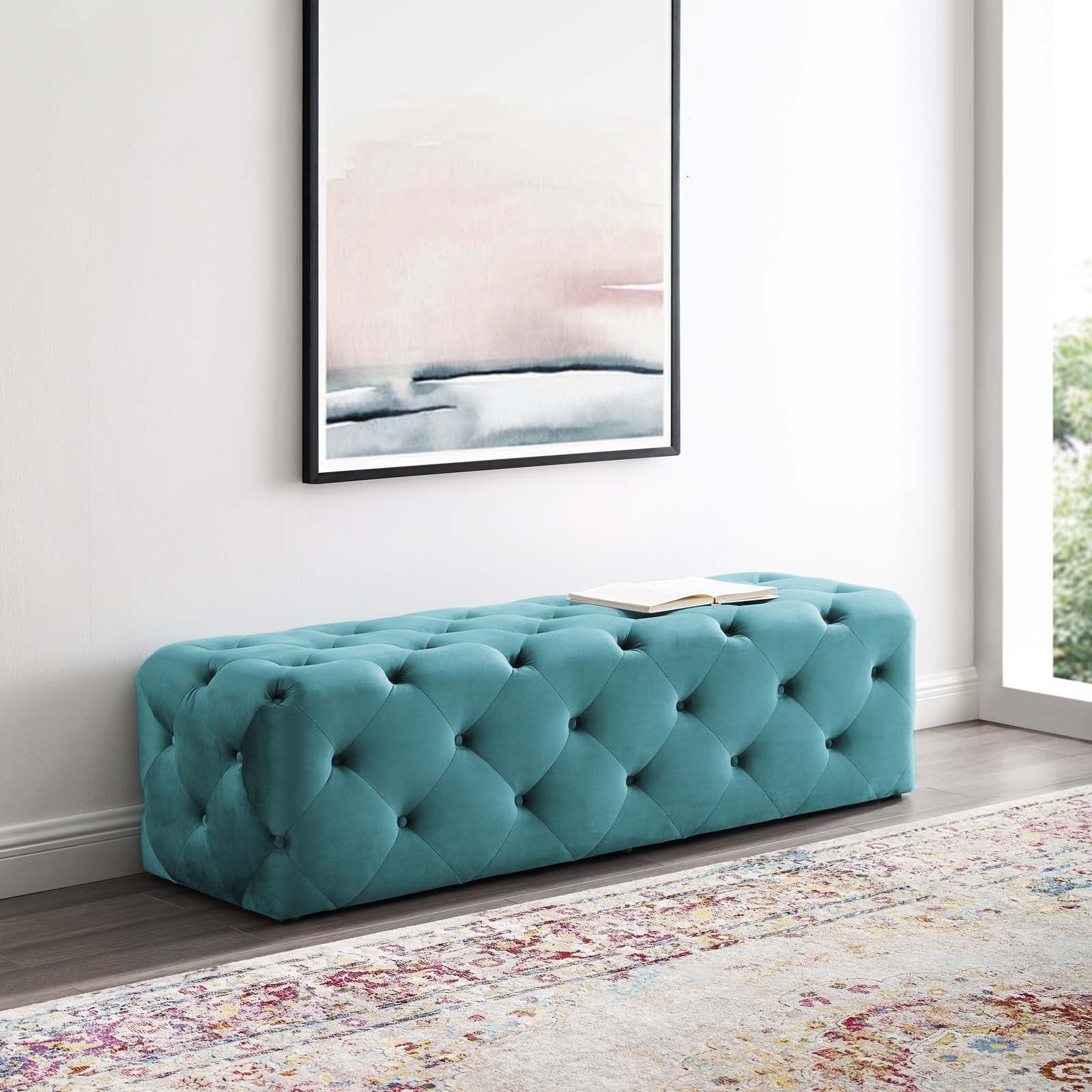 Modway Amour 60" Tufted Button Entryway Performance Velvet Bench
