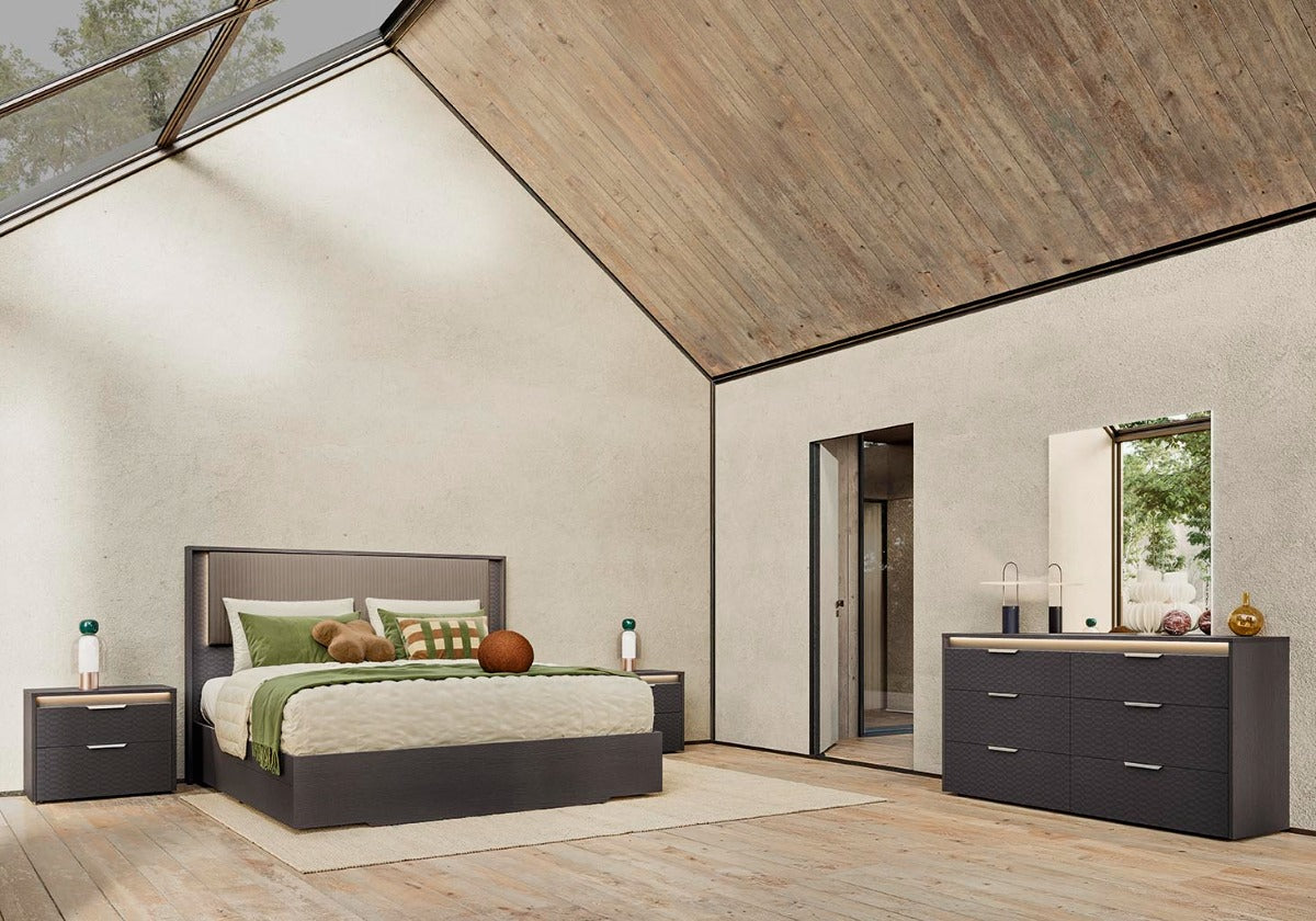 Amy King Bed with Lights & Upholstered Headboard | ALF (+) DA FRE