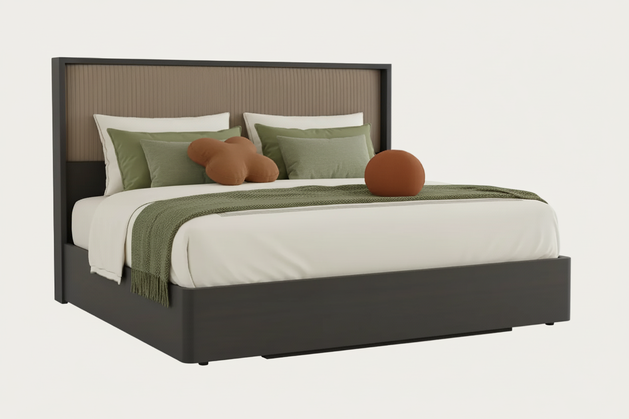 Amy Bedroom Collection with LED Lights & Upholstered Headboard