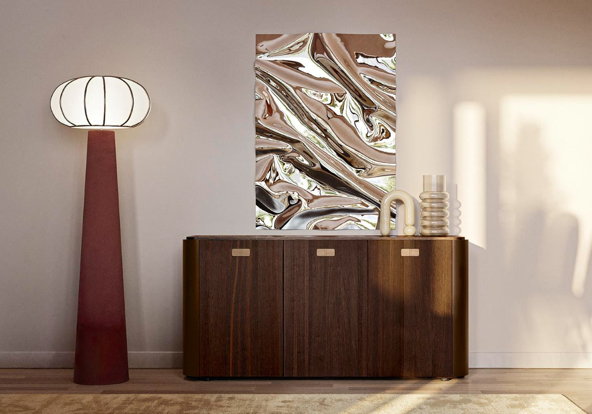 ALF Appia 3-Door Buffet – Italian Modern Display Cabinet in Matte Espresso & Termocotto Oak