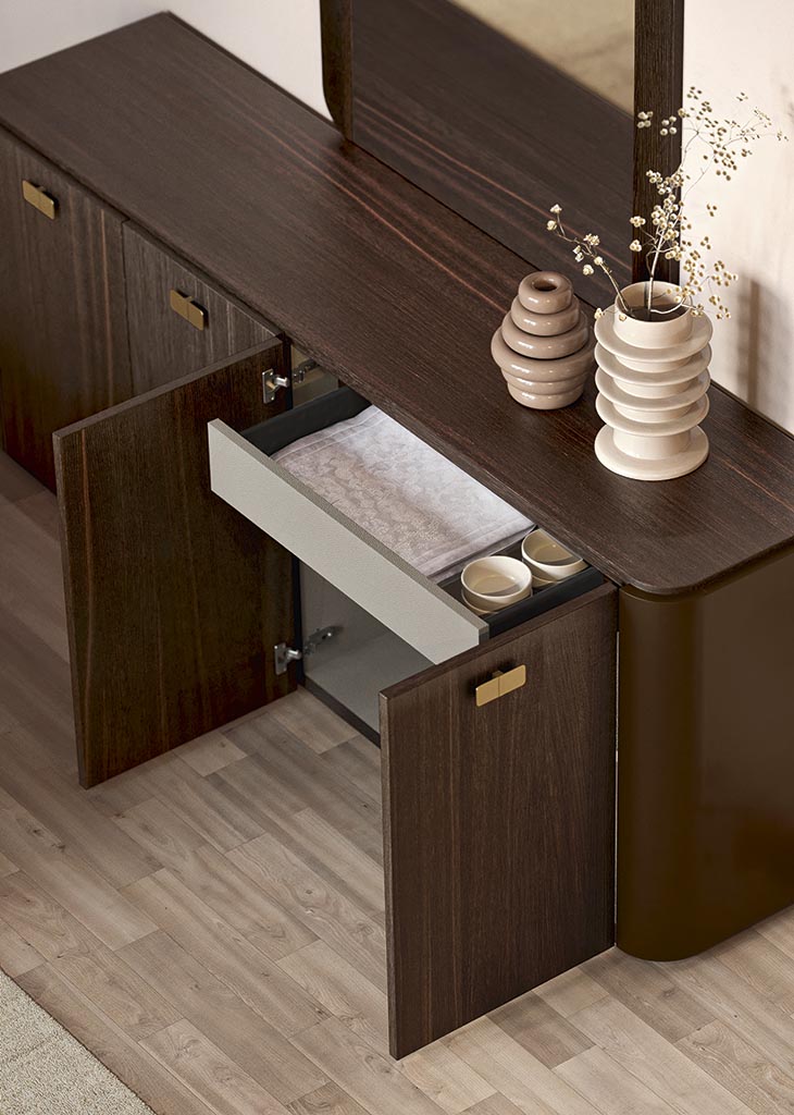 ALF Appia 3-Door Buffet – Italian Modern Display Cabinet in Matte Espresso & Termocotto Oak