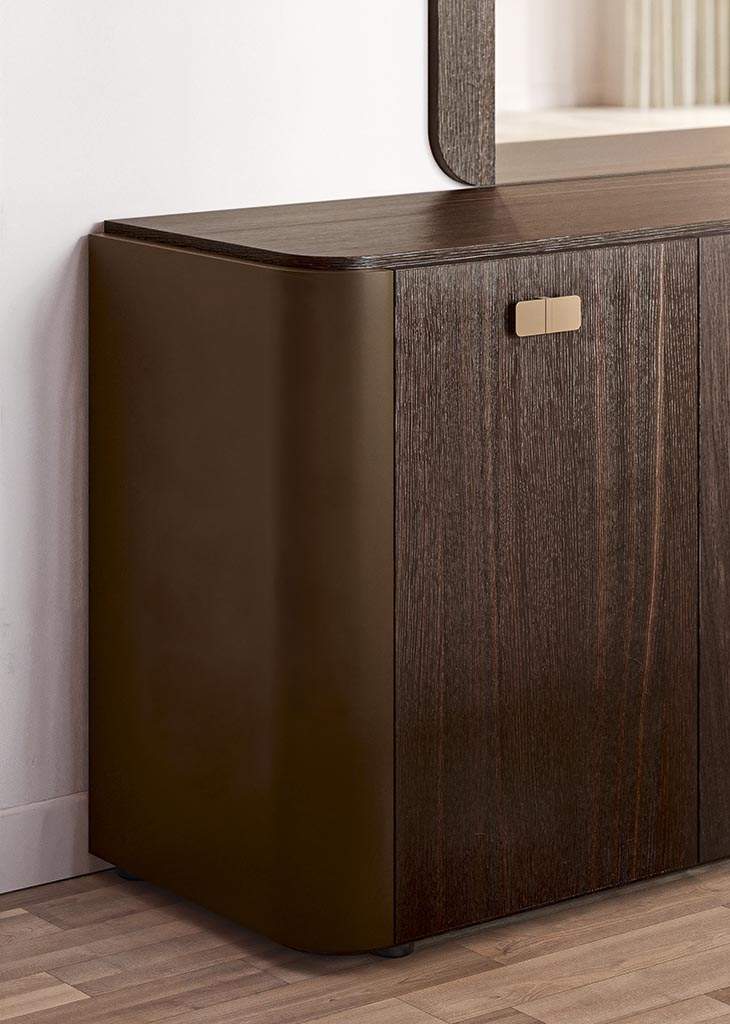 ALF Appia 4-Door Buffet – Italian Modern Display Cabinet in Matte Espresso & Termocotto Oak