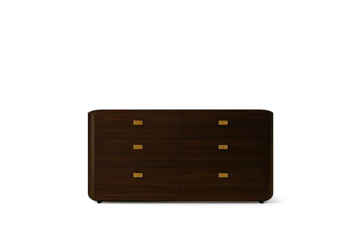 ALF Appia 70 inch Dresser – Italian Modern 6-Drawer Dresser in Matte Espresso & Termocotto Oak