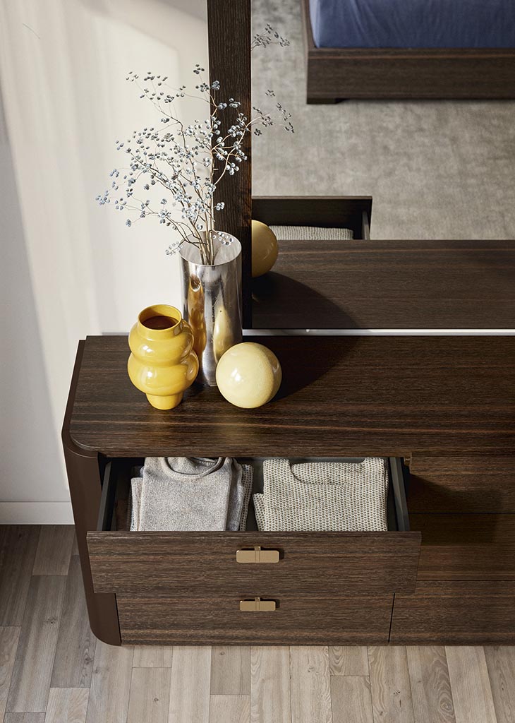 ALF Appia 70 inch Dresser – Italian Modern 6-Drawer Dresser in Matte Espresso & Termocotto Oak