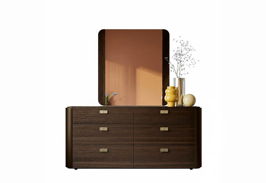 ALF Appia 70 inch Dresser – Italian Modern 6-Drawer Dresser in Matte Espresso & Termocotto Oak