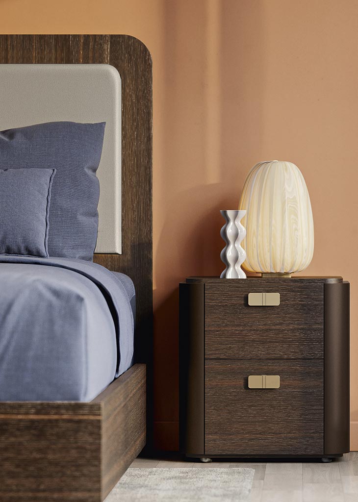 ALF Appia 22 inch Nightstand – Italian Modern 2-Drawer Nightstand in Matte Espresso & Termocotto Oak