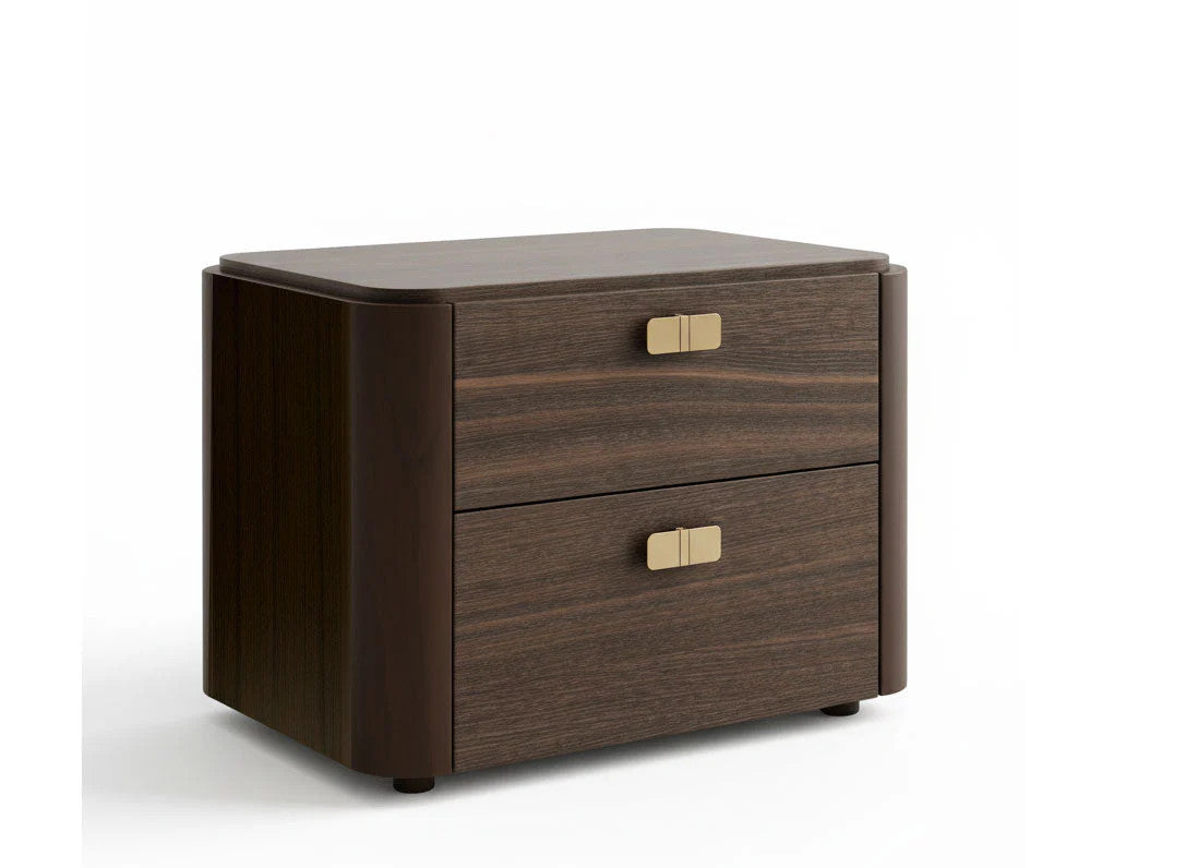 ALF Appia 31” Nightstand – Italian Modern 2-Drawer Nightstand in Matte Espresso & Termocotto Oak
