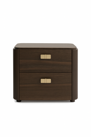 ALF Appia 22 inch Nightstand – Italian Modern 2-Drawer Nightstand in Matte Espresso & Termocotto Oak