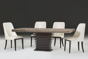 Ark Dining Table with Glam Travertine Finished Top.