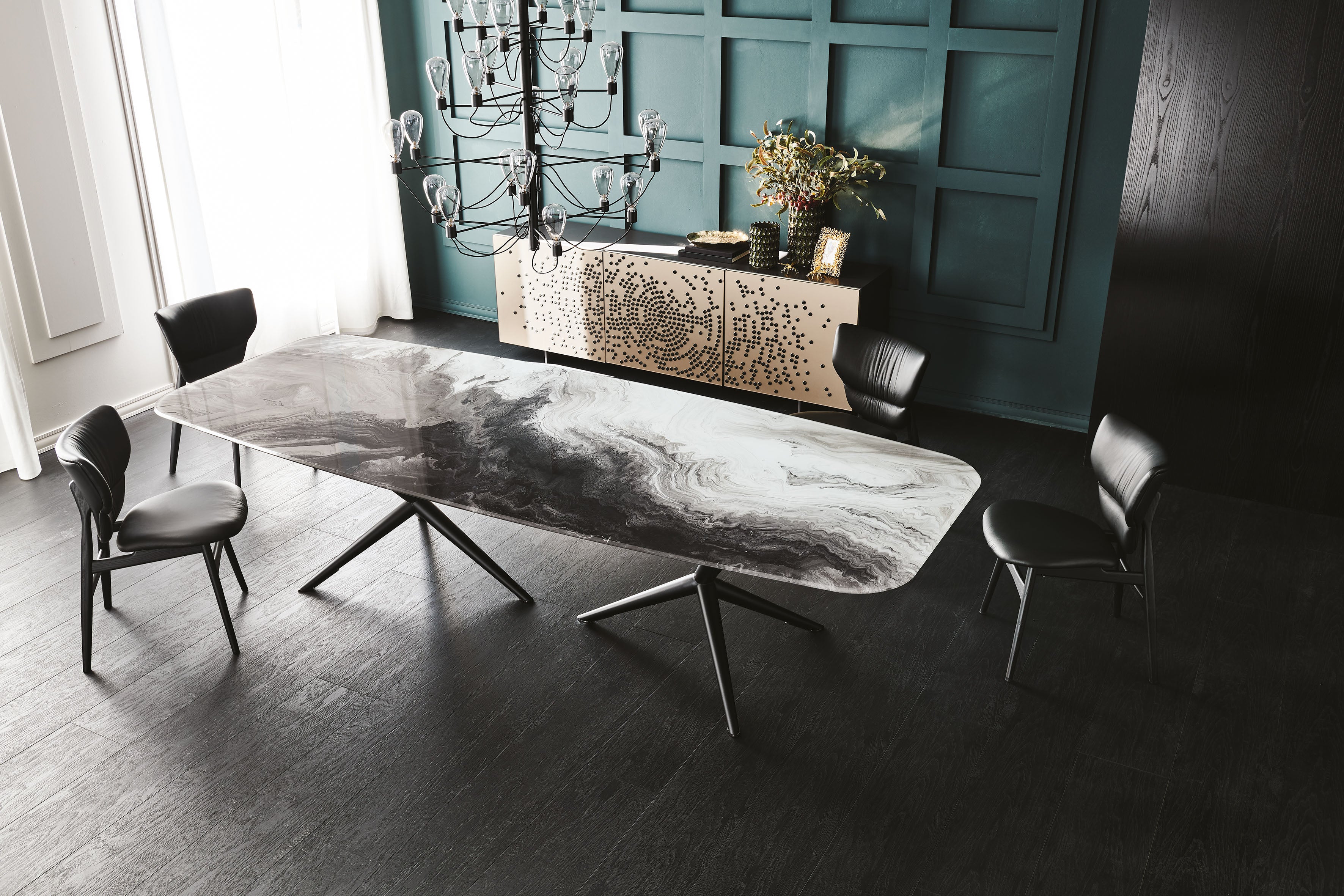 Atlantis Crystalart Dining Table with Rounded Corners 118"