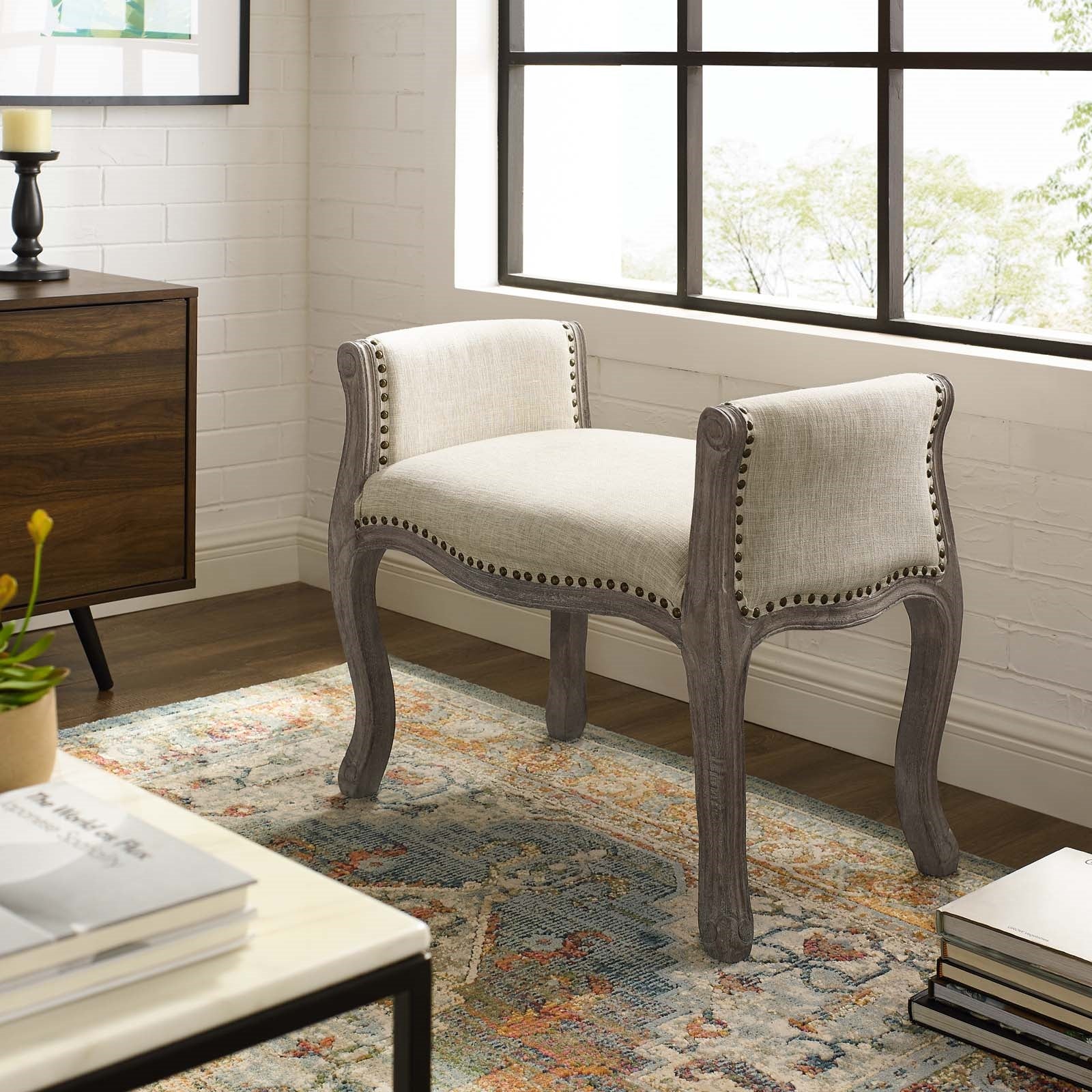 Modway Avail Vintage French Upholstered Fabric Bench