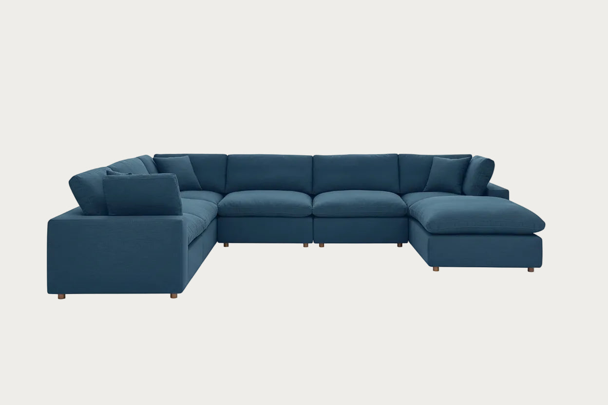 Azure sectional sofa on a white background.