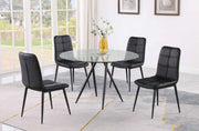 Chintaly Beatriz Dining set with Glass Top Table and Tufted Back Side Chairs