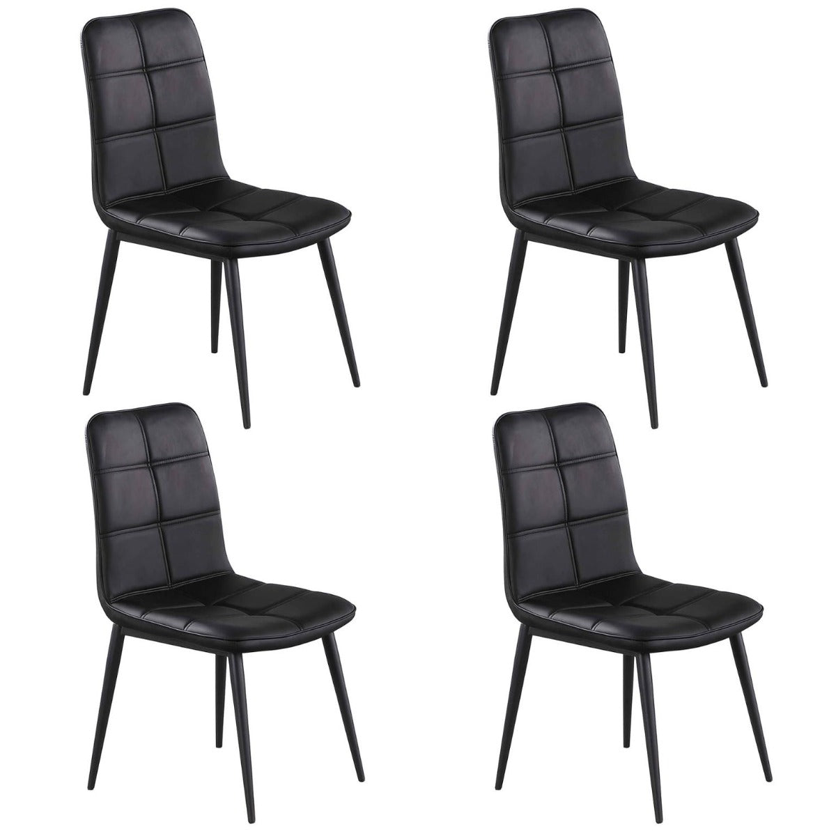 Chintaly Beatriz Tufted Back Side Chair with Steel Legs, Black