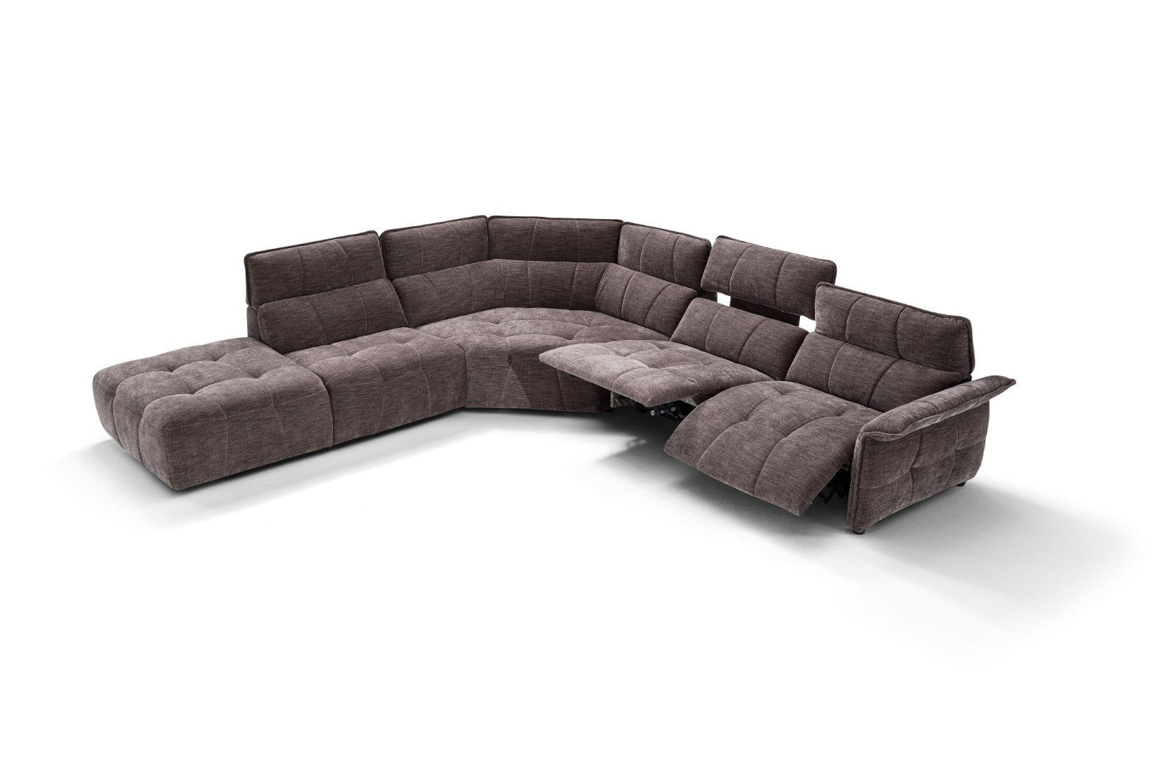 Borg Sectional with Recliners, Right Arm Facing, Mouse Fabric | Creative Furniture