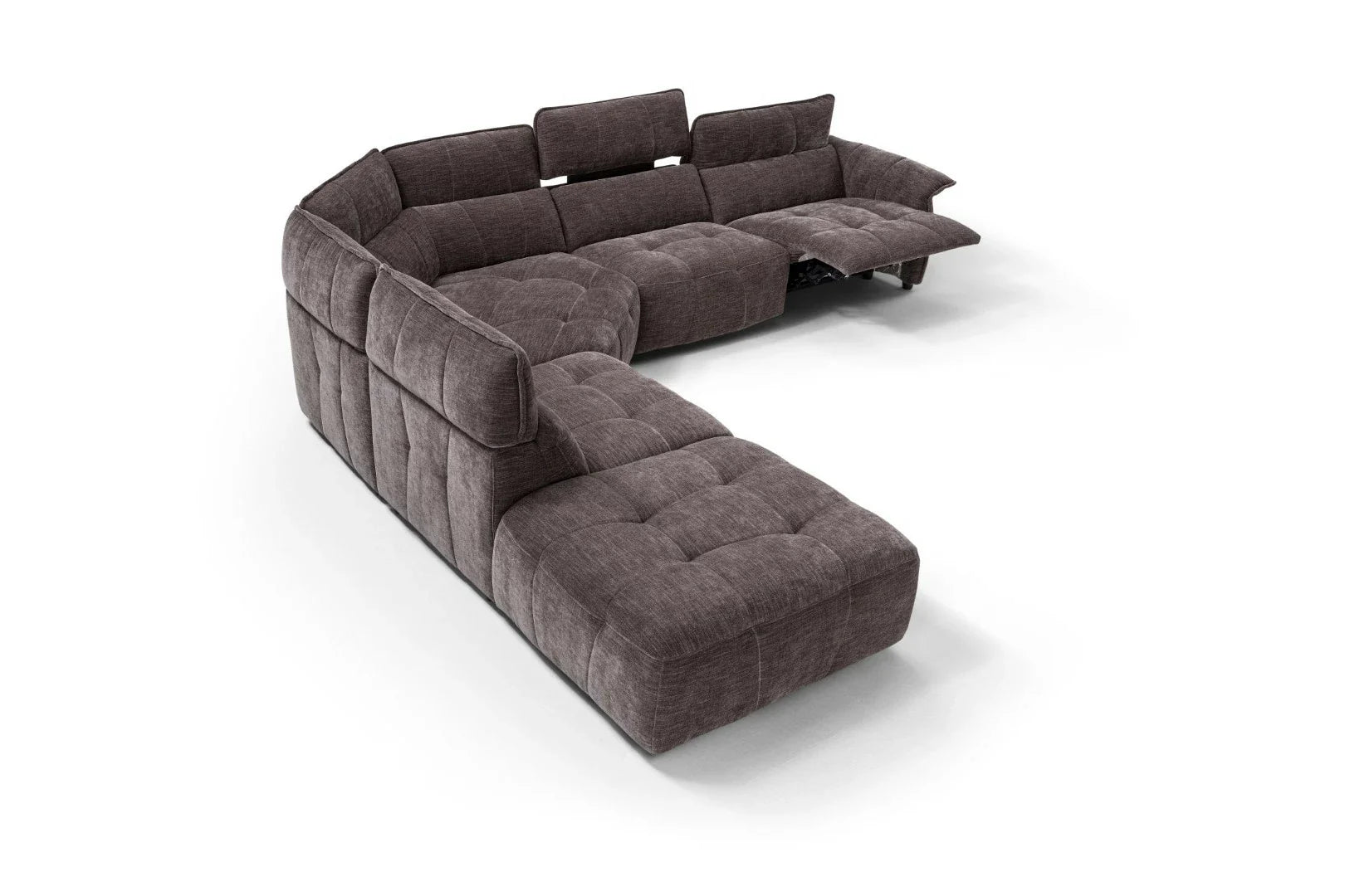 Borg Sectional with Recliners, Right Arm Facing, Mouse Fabric | Creative Furniture