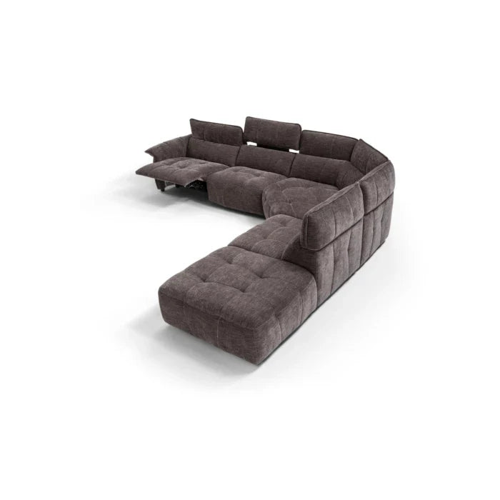 Borg Sectional with Recliners, Left Arm Facing, Mouse Fabric