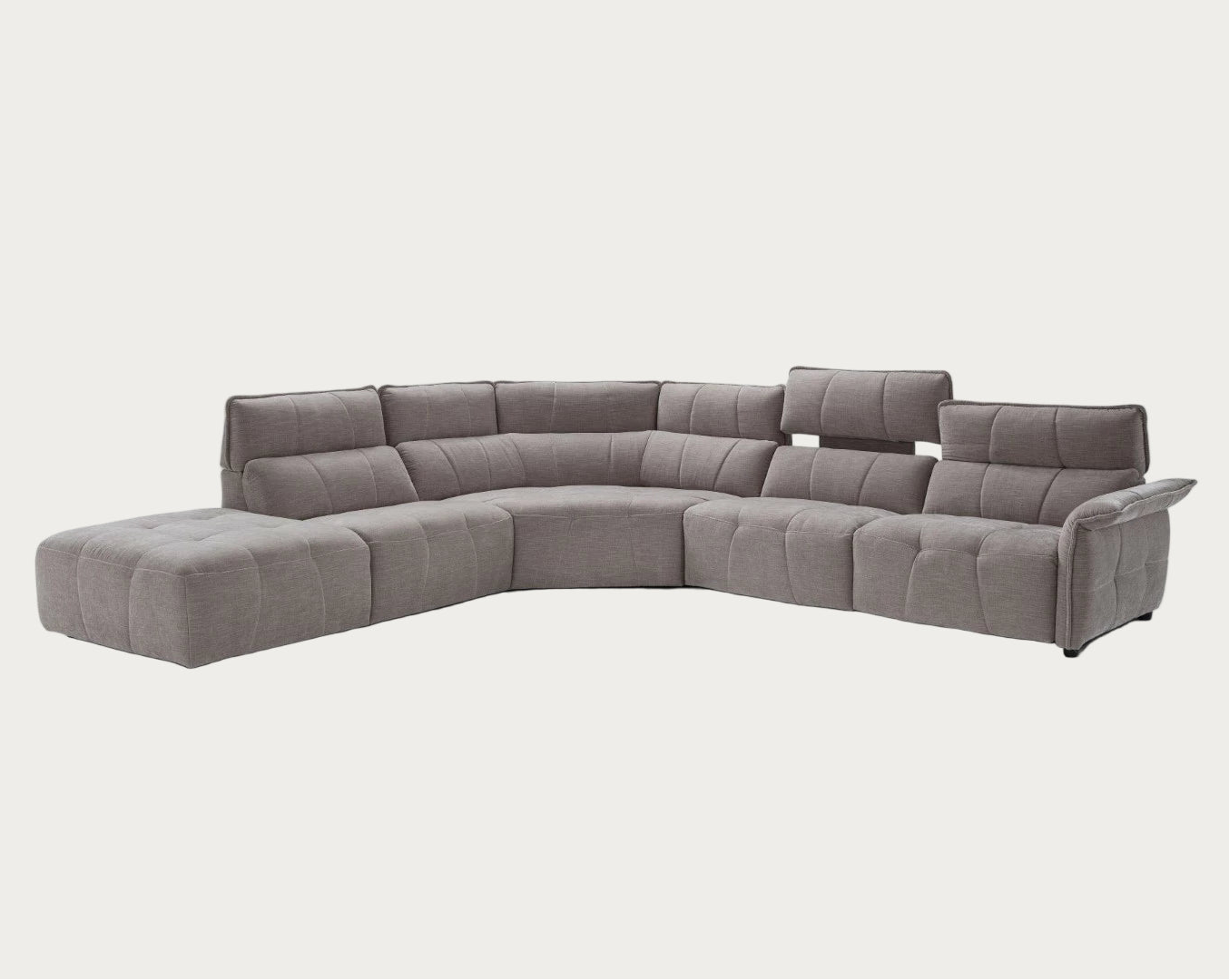Borg Sectional Sofa upholstered in light grey with the recliners