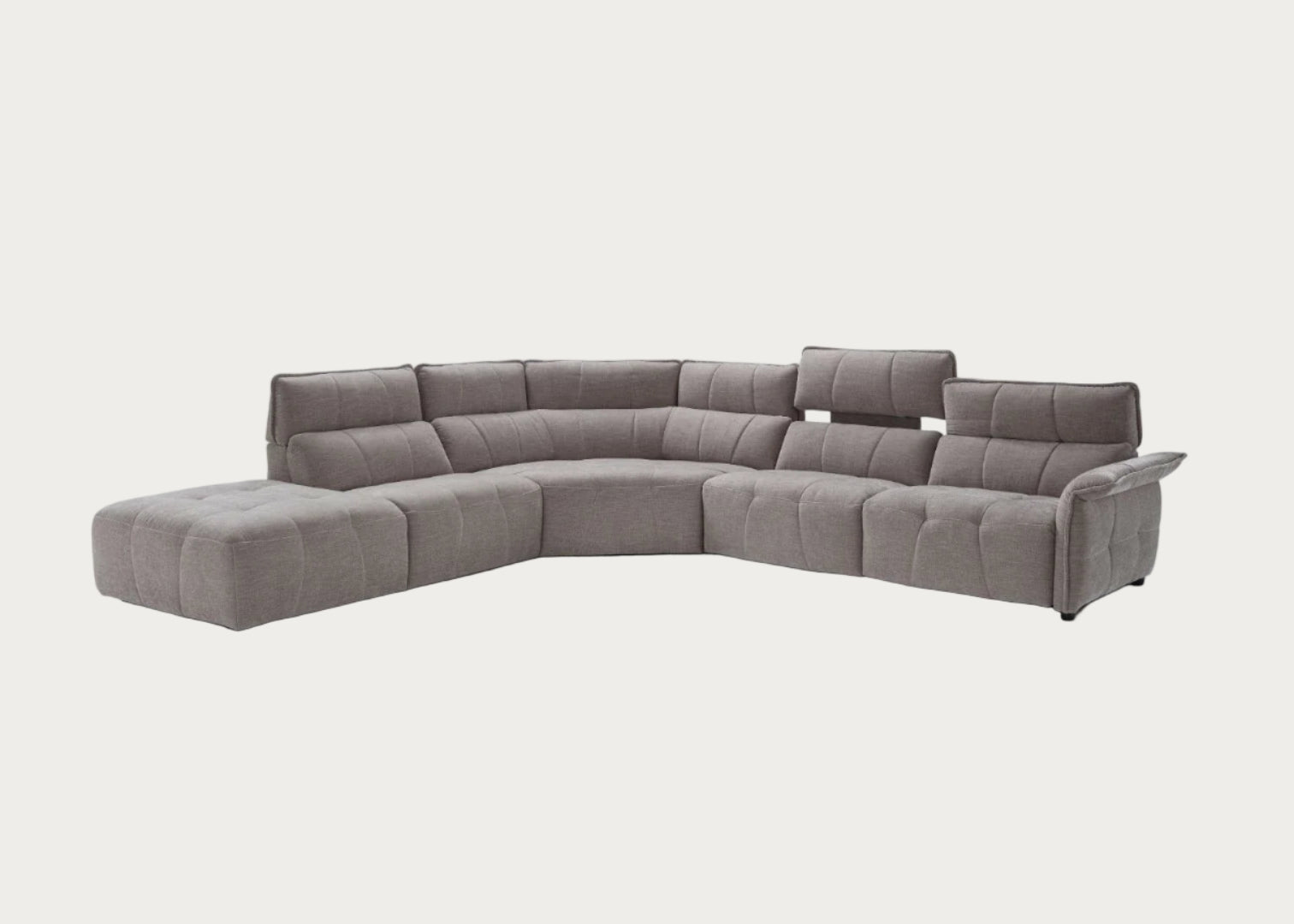 Borg Sectional with Recliners, Right Arm Facing, Light Grey Fabric | Creative Furniture