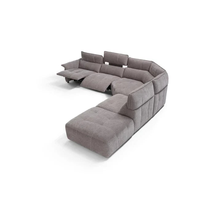 Borg Sectional with Recliners, Left Arm Facing, Light Grey Fabric | Creative Furniture