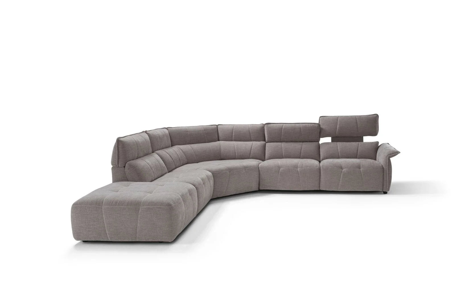 Borg Sectional with Recliners, Right Arm Facing, Light Grey Fabric | Creative Furniture