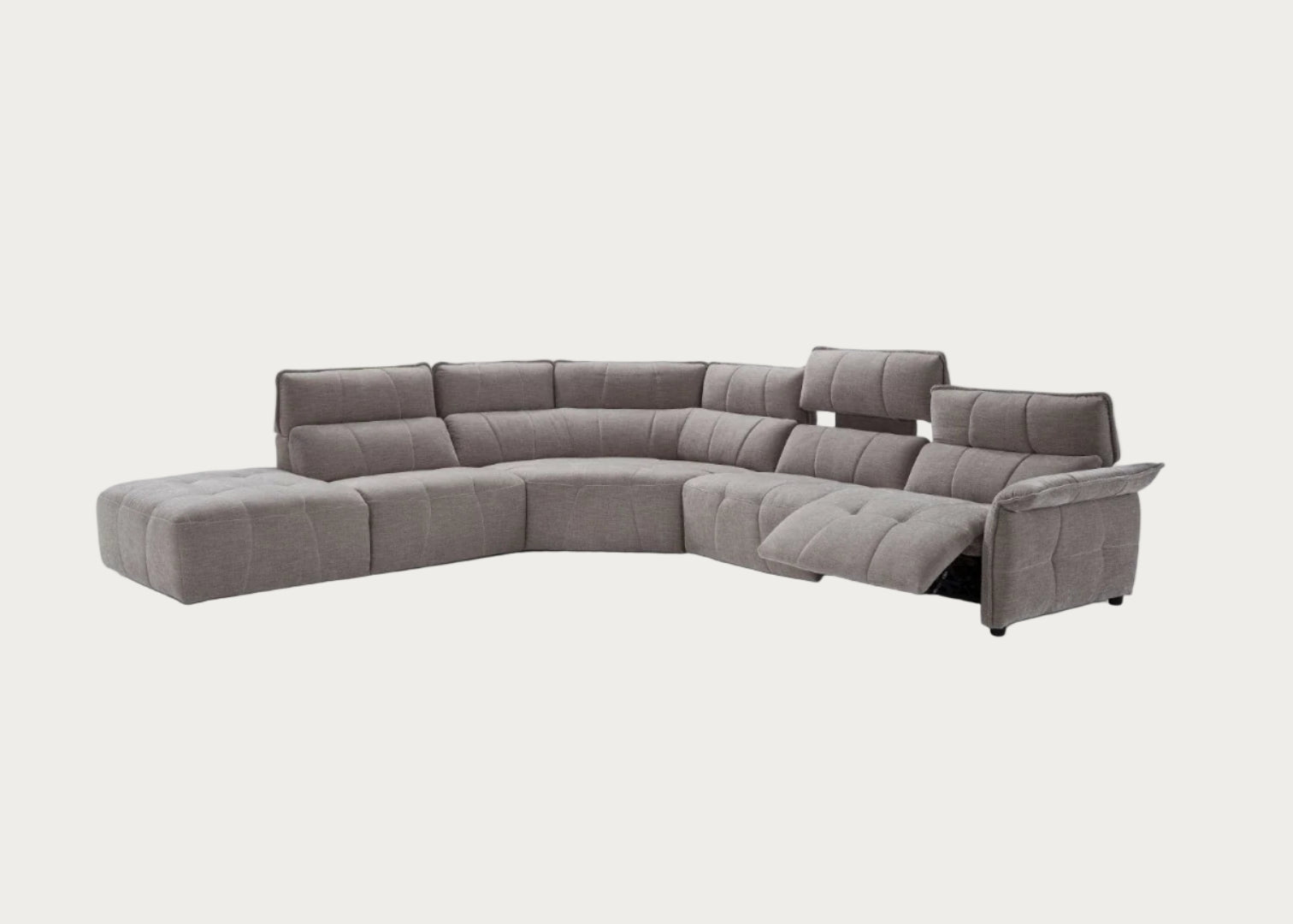 Borg Sectional with Recliners, Right Arm Facing, Light Grey Fabric | Creative Furniture