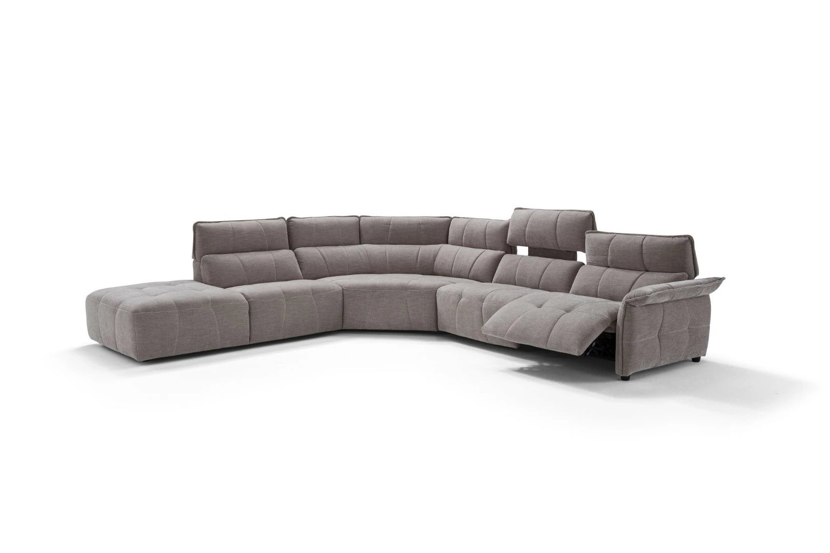 Borg Sectional with Recliners, Right Arm Facing, Light Grey Fabric