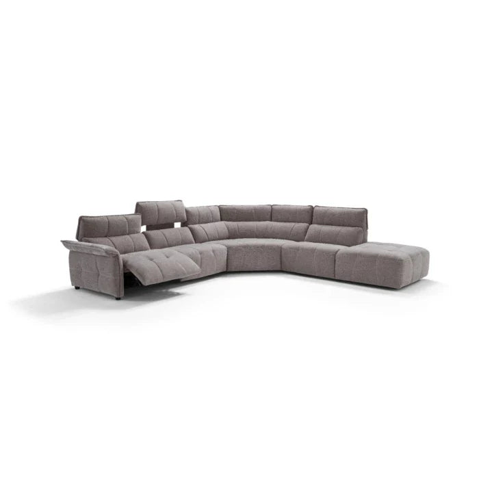 Borg Sectional with Recliners, Left Arm Facing, Light Grey Fabric | Creative Furniture