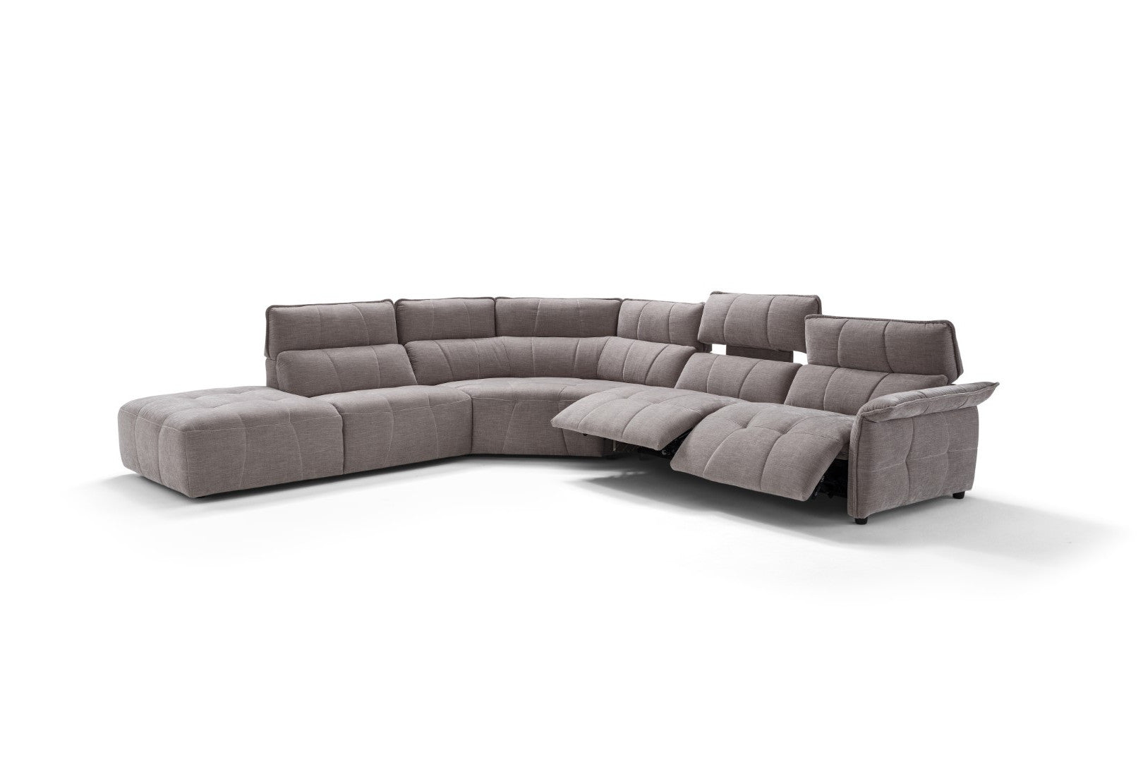 Borg Sectional with Recliners, Right Arm Facing, Light Grey Fabric | Creative Furniture