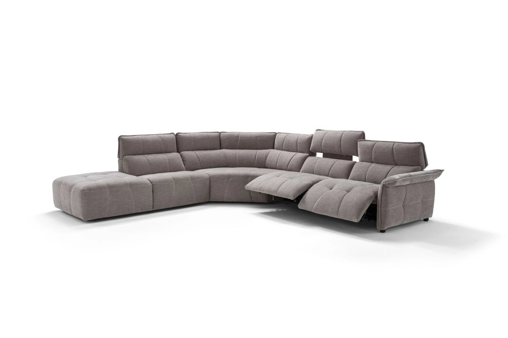Borg Sectional with Recliners, Right Arm Facing, Light Grey Fabric