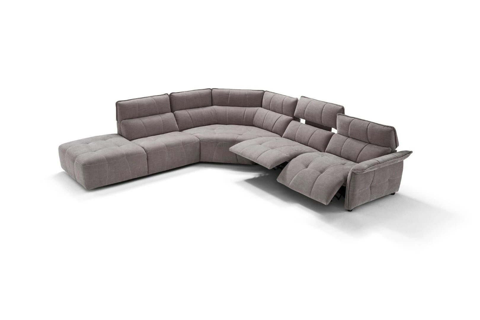 Borg Sectional with Recliners, Right Arm Facing, Light Grey Fabric