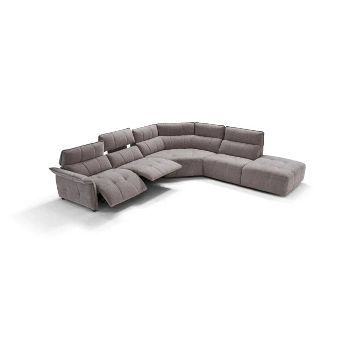Borg Sectional with Recliners, Left Arm Facing, Light Grey Fabric | Creative Furniture