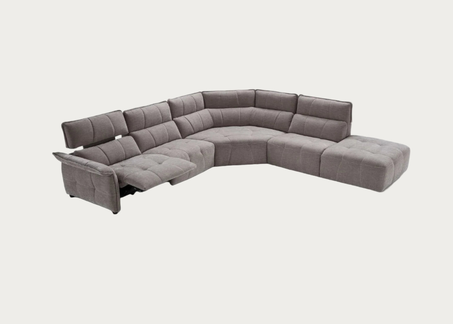 Borg Sectional with Recliners, Right Arm Facing, Light Grey Fabric | Creative Furniture