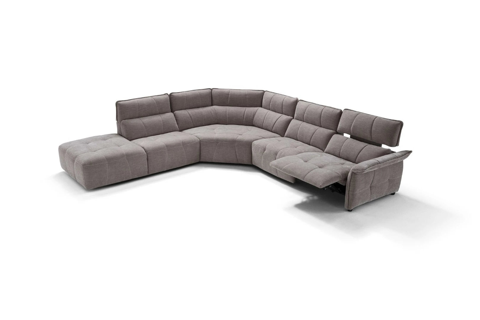 Borg Sectional with Recliners, Right Arm Facing, Light Grey Fabric