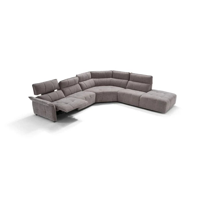 Borg Sectional with Recliners, Left Arm Facing, Light Grey Fabric | Creative Furniture