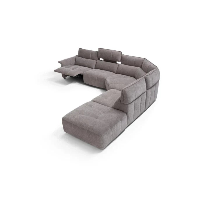 Borg Sectional with Recliners, Left Arm Facing, Light Grey Fabric | Creative Furniture