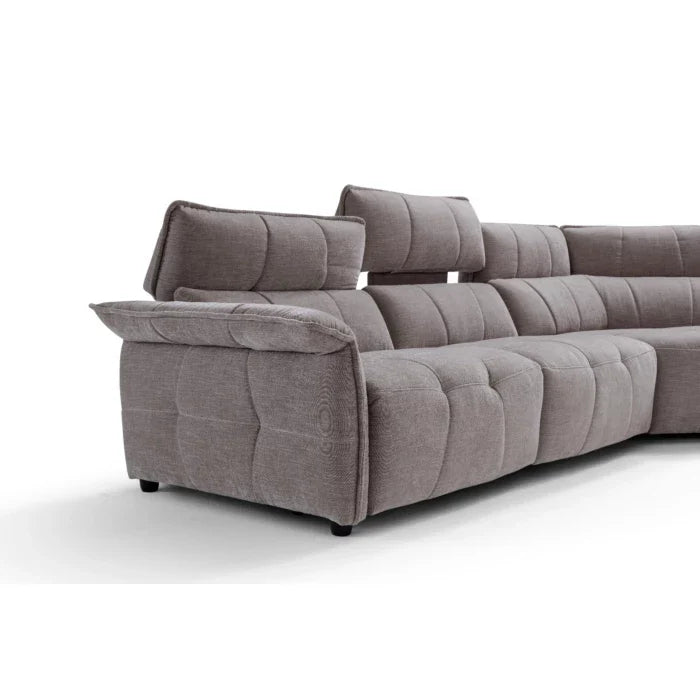 Borg Sectional with Recliners, Left Arm Facing, Light Grey Fabric | Creative Furniture