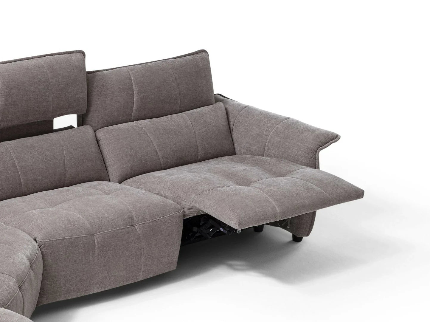 Borg Sectional with Recliners, Right Arm Facing, Light Grey Fabric | Creative Furniture