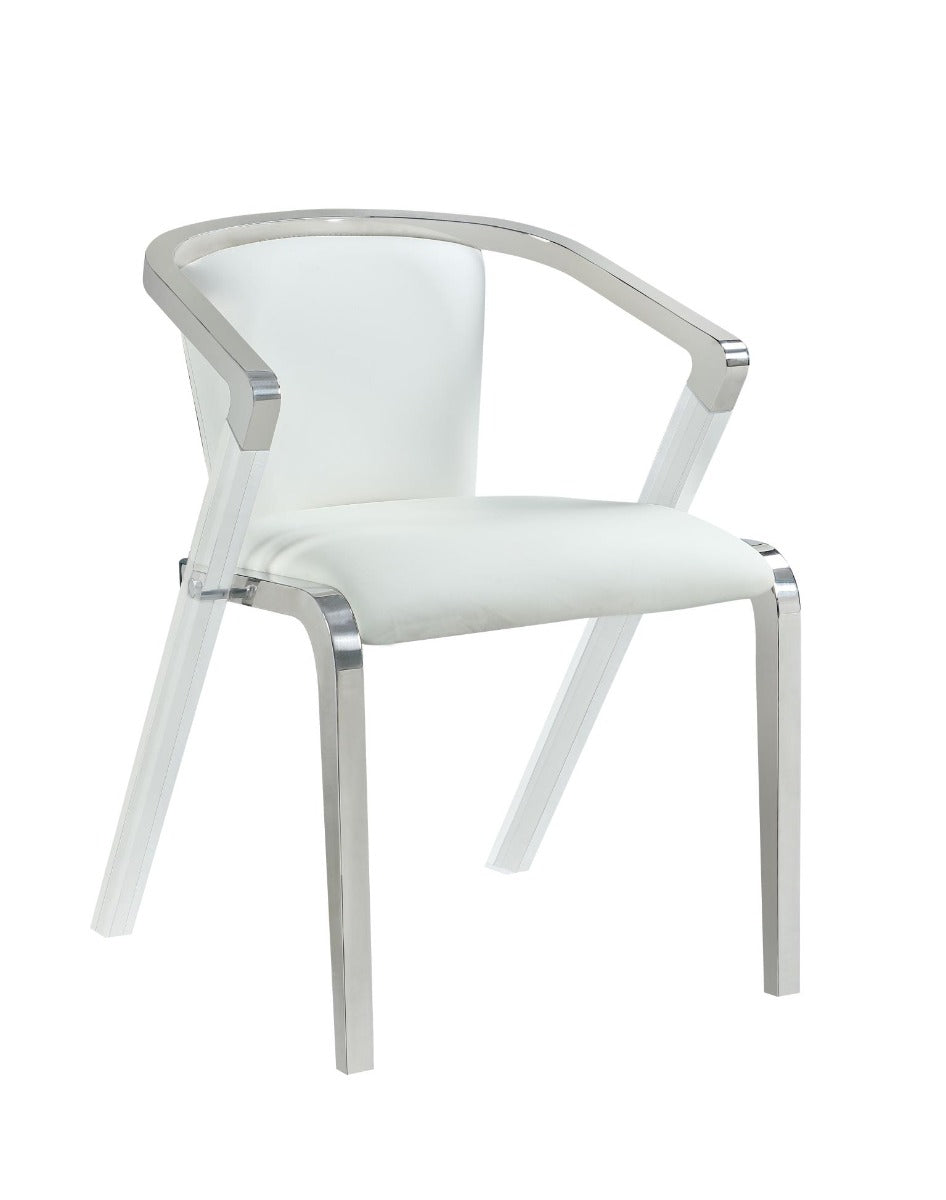 Chintaly Bruna Modern Arm Chair with Steel and Solid Acrylic Frame, White