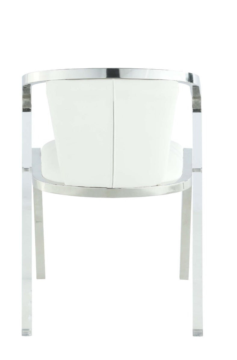 Chintaly Bruna Modern Arm Chair with Steel and Solid Acrylic Frame, White